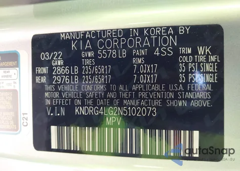 2022 Kia Sorento Hybrid S z USA, uszkodzony, nr VIN KNDRG4LG2N5102073